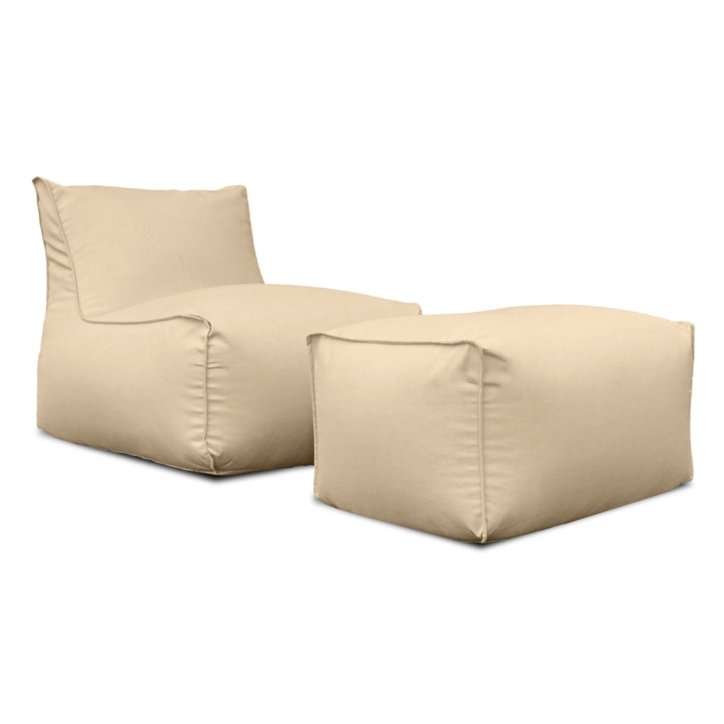 Chaise longue con Pouf Poltrona da esterno oleo-idrorepellente
