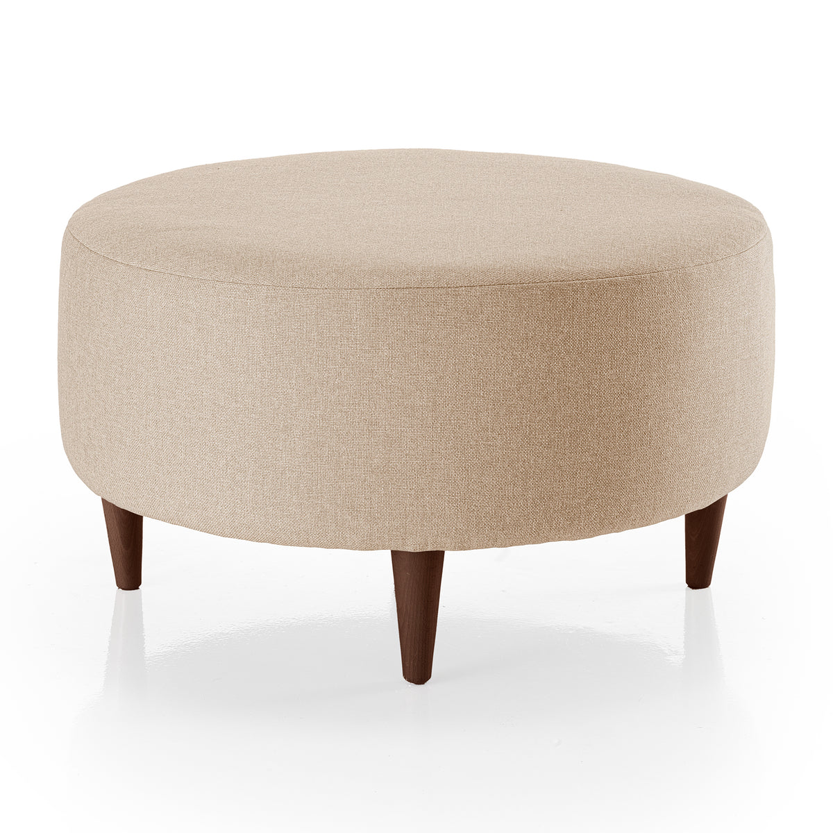Baxton Studio Naeva Poggiapiedi In Legno Noce E Tessuto Grigio, Imbottito, Con Bottoni