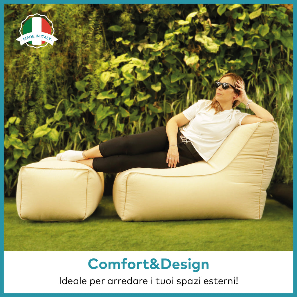 Pouf Chaise Longue Impermeabile Per Esterno - Con Poggiatesta E Poggiapiedi, Poliestere Oxford 600D - Foto 8