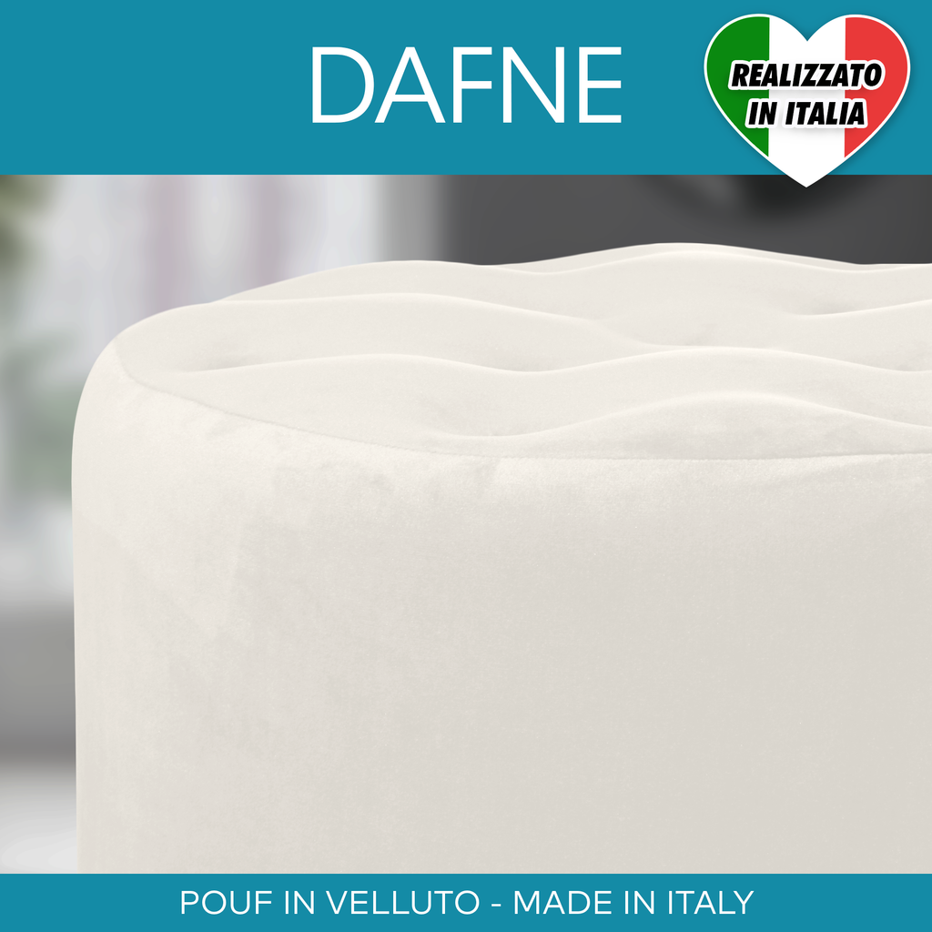 Pouf design in velluto con bottoni Dafne Ø 50 cm tondo